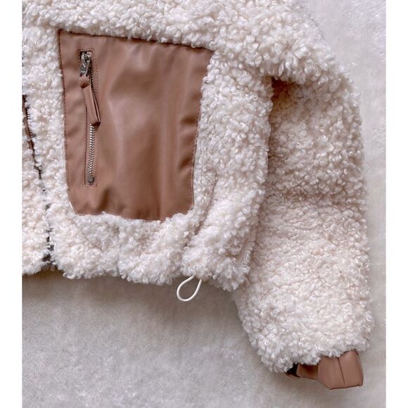 BLANKNYC Faux Shearling with Faux Leather Trim Bomber Jacket, Size XS - Picture 8 of 13